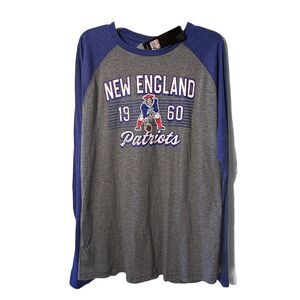 NWT New England Patriots NFL Team Apparel Long Sleeve Shirt Mens Gray Blue Sz XL